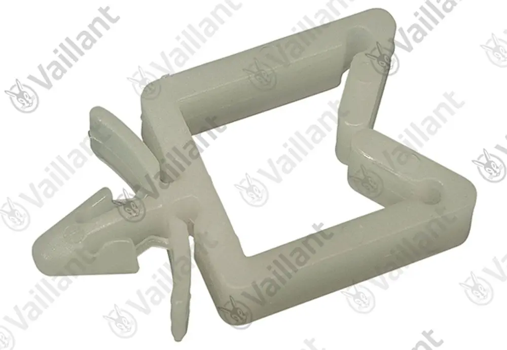 Vaillant Kabelclip in rechteckiger Form, aus hellem Kunststoff, zur Befestigung von Kabeln oder Leitungen.